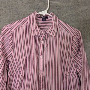 Women's 14W Purple and Lilac Striped 100% Cotton Blouse